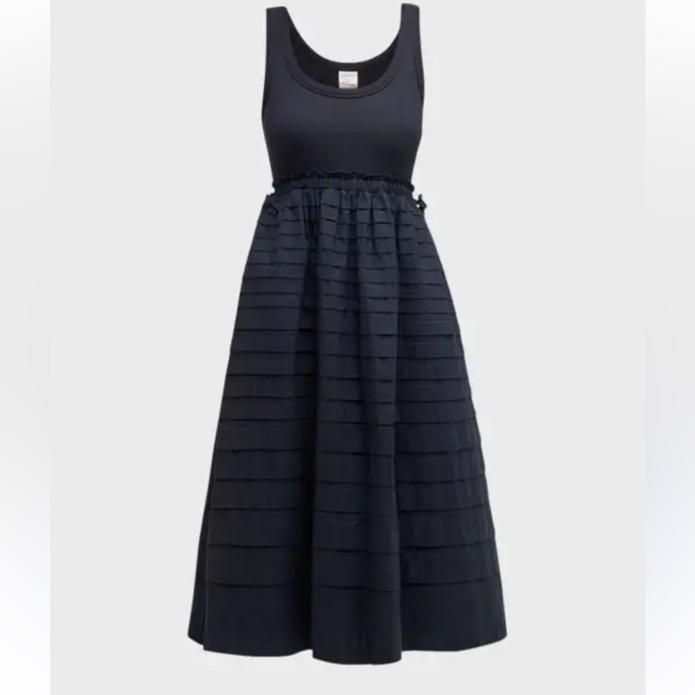 Cinq a Sept Midi Dress Akira Sleeveless Ribbed Knit Scoopneck Pintuck Skirt Mixy - Picture 5 of 16